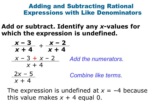 Addition and Subtraction of Rational Expressions Example